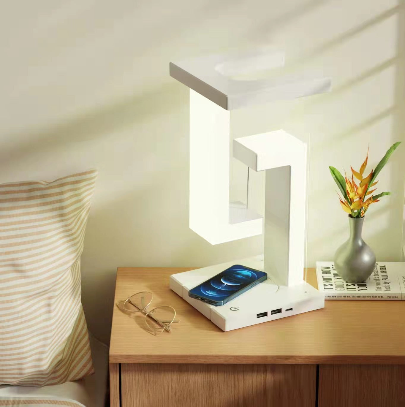 Levitating Mobile Device Charging Fixture: Illuminate and Charge with Style!