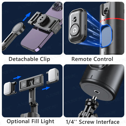 P02 360° Rotation Gimbal Stabilizer: เพื่อนคู่ความสุขใน TikTok ที่ช่วยให้วิดีโอเซลฟีของคุณลื่นไหลและการสตรีมสดที่ติดตามใบหน้ามีมิติ พร้อมรีโมทชัตเตอร์ในตัว