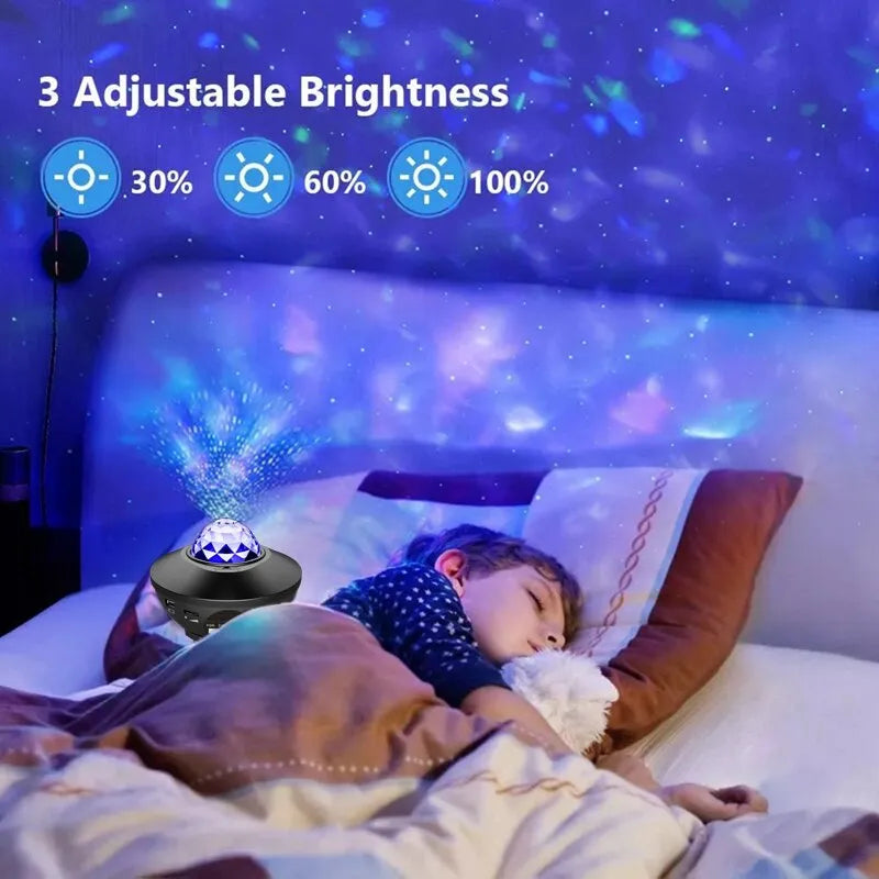 Starry Projector Galaxy Night Light with Ocean Wave Music Speaker: Sky Light Projector for Bedroom Decoration, Birthday Gift, Party