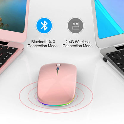 ชาร์จบลูทูธไร้สาย 5.1 เมาส์ 2.4GHz USB RGB 1600DPI เมาส์สำหรับ MacBook แท็บเล็ตคอมพิวเตอร์แล็ปท็อป PC เม้าส์