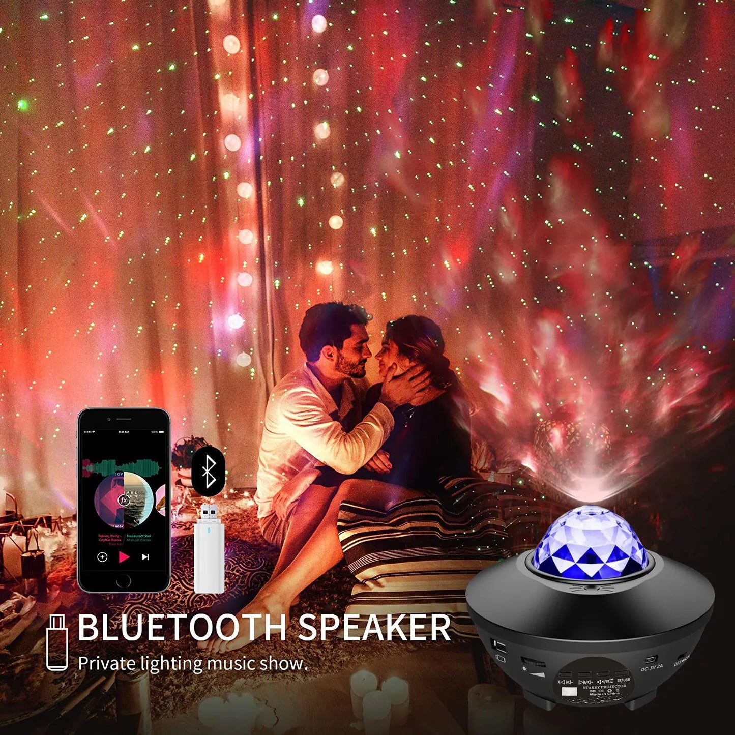 Starry Projector Galaxy Night Light พร้อมลำโพงเพลง Ocean Wave: โปรเจคเตอร์ Sky Light สำหรับตกแต่งห้องนอน, ของขวัญวันเกิด, งานปาร์ตี้