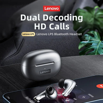 Lenovo LP5: หูฟังบลูทูธไร้สายสำหรับเพลงไฮไฟ กีฬา และชุดหูฟังกันน้ำพร้อมไมโครโฟน