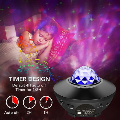 Starry Projector Galaxy Night Light พร้อมลำโพงเพลง Ocean Wave: โปรเจคเตอร์ Sky Light สำหรับตกแต่งห้องนอน, ของขวัญวันเกิด, งานปาร์ตี้