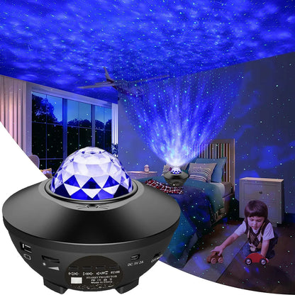 Starry Projector Galaxy Night Light พร้อมลำโพงเพลง Ocean Wave: โปรเจคเตอร์ Sky Light สำหรับตกแต่งห้องนอน, ของขวัญวันเกิด, งานปาร์ตี้